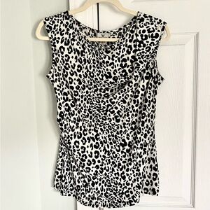 Worthington Stretch Leopard Pattern Sleeveless Blouse